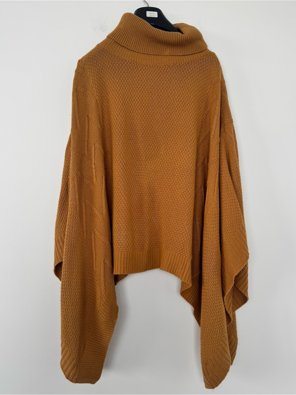 Wonderly Cowl Neck Poncho Sweater Camel Brown Knit Plus 0X/1X Oversized Boho